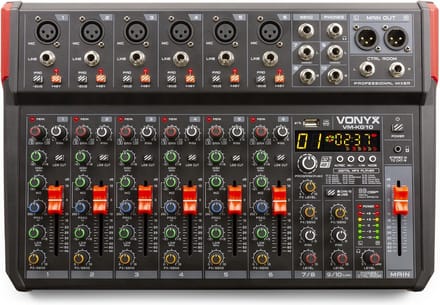 Mengtafel - Vonyx VM-KG10 - 10-kanaals mengpaneel Bluetooth, DSP, mp3 speler en USB audio interface