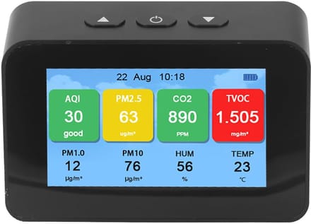 Luchtkwaliteitsmonitor - CO2 detector - Binnenklimaat meten - 4.3 Inch LCD - 400-5000 ppm - Wit
