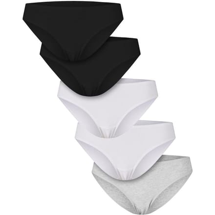 Urban Classics Ondergoed - Basic katoenen slips (Set van 5) - M tot XL - voor Vrouwen - zwart/wit/grijs gemêleerd