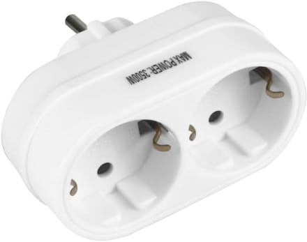 Dubbele Schuko Wandstekkeradapter met Randaarde - Horizontaal
