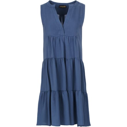 Mouwloze indigo jurk met A-lijn