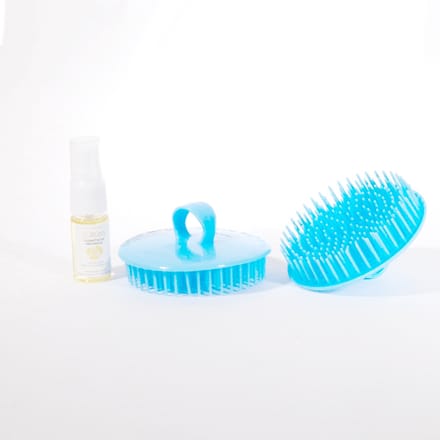 Aurgan Scalp Massager borstel - blauw - incl arganolie - massageborstel