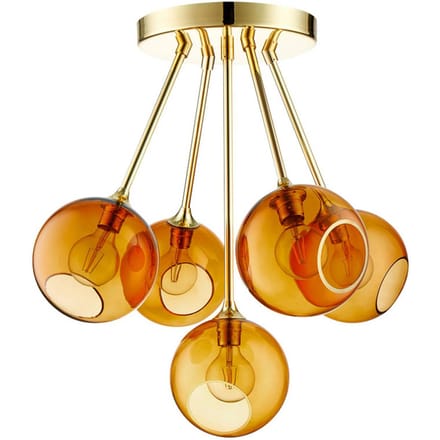 DESIGN BY US Plafondlamp Ballroom Molecule, barnsteen, glas, 5-lamps