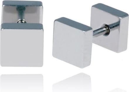 LGT Jewels Stud oorbellen Square Zilverkleurig 6mm