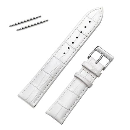 Fako® - Horlogebandje - Echt Leer - 20mm - Croco - Wit