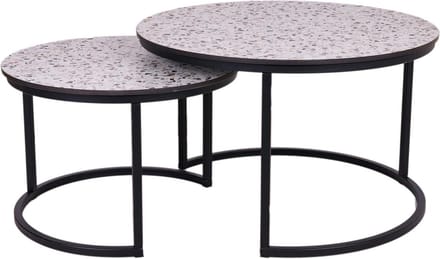 MaximaVida ronde salontafel set Lucca XL 75 en 58 cm - HPL terrazzo look