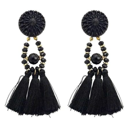 Fako Bijoux® - Oorbellen - Kwast - Boho - Zwart