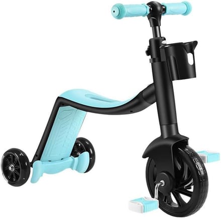 Kinderscooter 3-in-1 - Loopfiets Driewieler - Buiten Spelen - Verstelbare Hoogte - 73 cm - Blauw