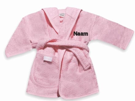 Badjasje rose met geborduurde naam 4-6 jaar