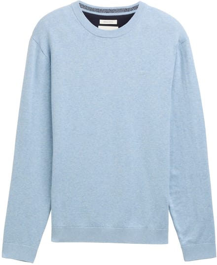 Tom Tailor - Basic gebreide trui van katoen - Maat S - light metal blue melange