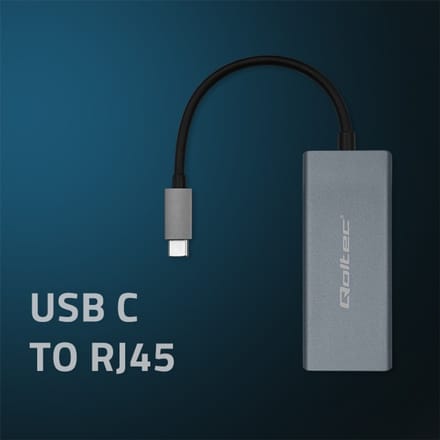 Qoltec USB-C 3.1 netwerkadapter |   RJ45 |   Ethernet |   1000 Mb/s |   Aluminium