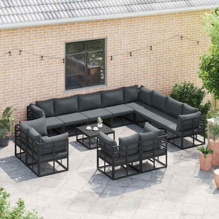 vidaXL - Tuinbank - Set - 12 - st - Zwart - Aluminium