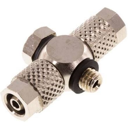 5x3 & M5 Vernikkeld Messing Banjo Tee Opsteek Fitting Buitendraad met O-ring [10 stuks].