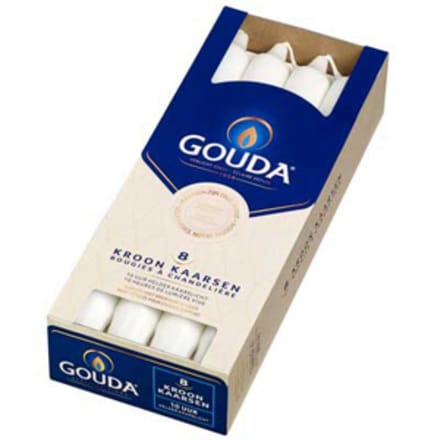 Gouda - Kroonkaarsen - 24 cm - 8 stuks - Wit