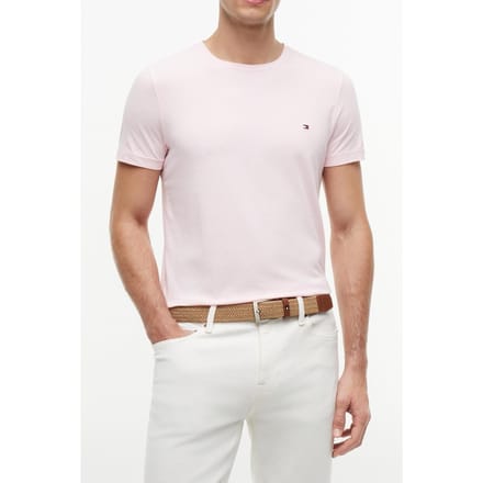 Tommy Hilfiger Stretch Slim Fit Tee Pink Lily Größe: M | Basic T-Shirts Outlet | Herren | Rosa