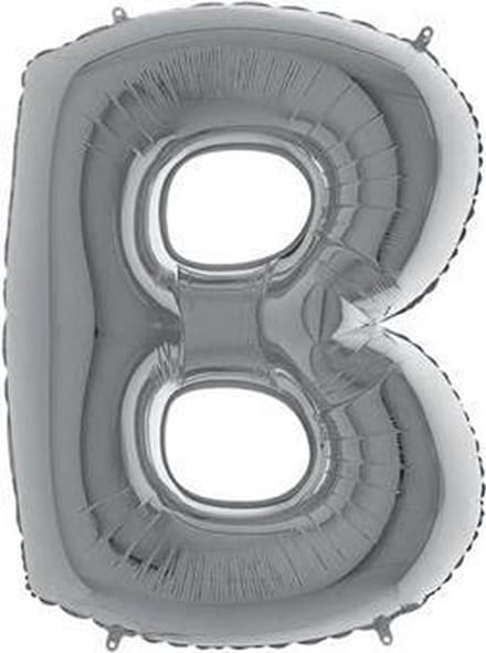 Folieballon letter B zilver (100cm)