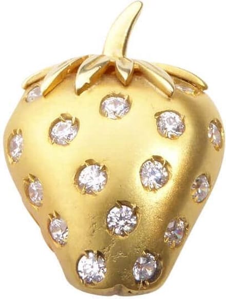 Gouden aardbei hanger met zirkonia