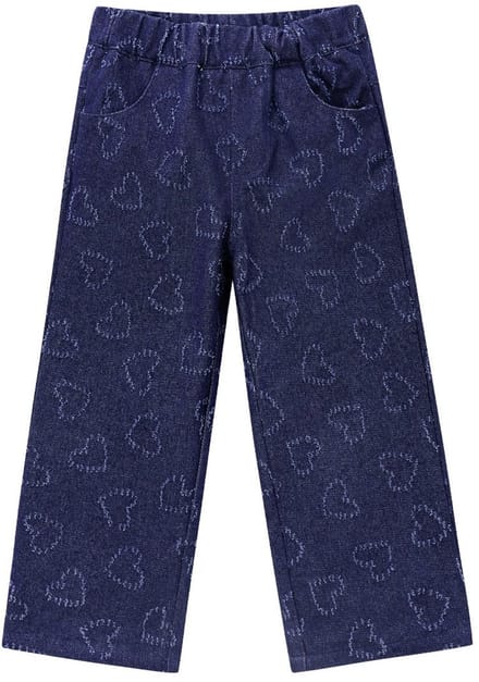 Moderne Cotton Denim Rechte Kinderbroek met Hartmotief - Blauw - 2 Jaar