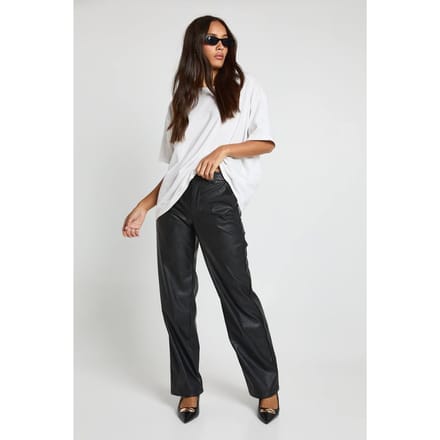 boohoo Dames Broek met rechte pijpen van nepleer | Black | Maat: 6