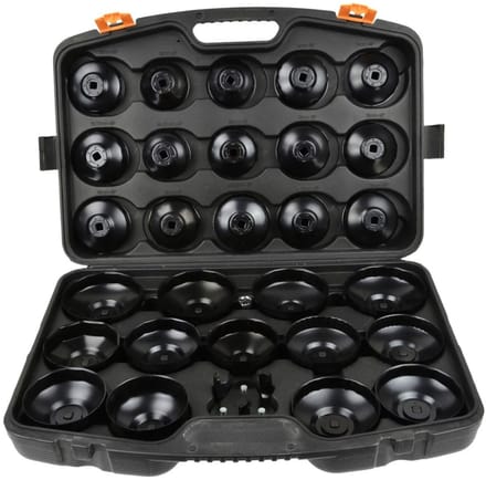 GEKO 30-delige set oliefiltersleutels - veelzijdig - compact - inclusief adapter - in stevige koffer