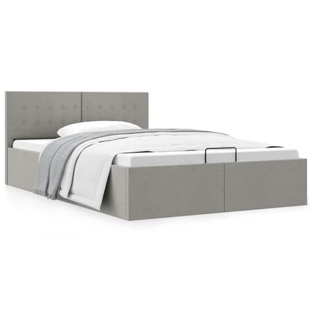 vidaXL - Bedframe - met - hydraulische - opslag - stof - lichtgrijs - 120x200 - cm