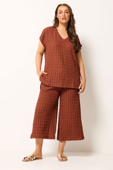 Yours Roestoranje Cropped Broek Met Bubbeltextuur Size 46