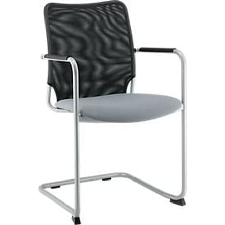 Sledestoel Sun, met armleuningen, aluminium zilver/grijs