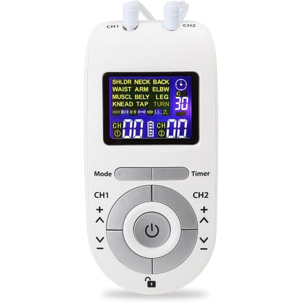 Draagbaar tweekanaals TENS&EMS-apparaat Pulsstimulator Spierstimulatoreenheid 12 massagemodi 40 wit