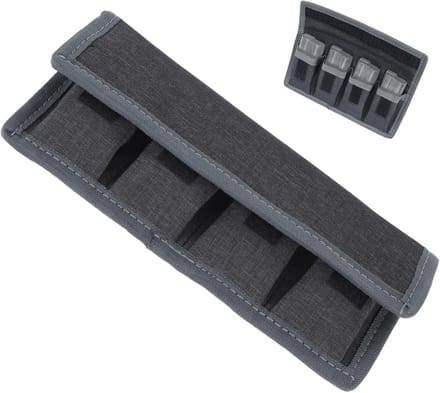 Batterijhouder Tas - Accu Opberger - Camera Accessoire - Vier Batterij Slots - 21 x 9 cm - Grijs