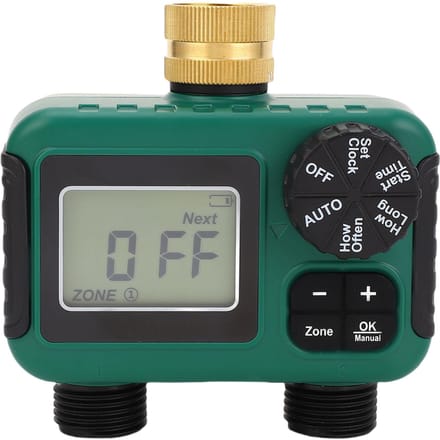 2-Uitgang Sprinkler Timer Messing Inlaat NH34 Schroefdraad IPX5 Waterdicht LCD Scherm Slang Timer gray