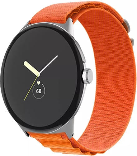 Strap-it Alpine nylon bandje geschikt voor Google Pixel Watch 5 (45 mm) / 4 (45 mm) / 3 (45 mm) - Oranje