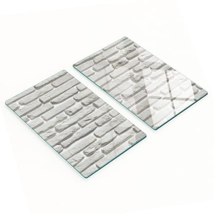 Glazen serveerplanken met afbeelding van een witte bakstenen muur, 2x30x52 cm