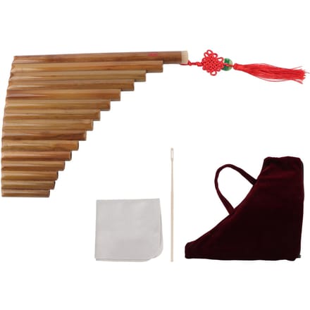 Panfluit van natuurlijk bamboe, 15 pijpen, G-toon panfluit, Chinees traditioneel muziekinstrument brown