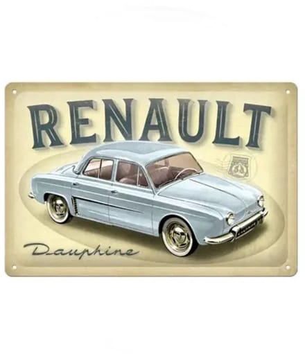 Metalen Bord 20x30 cm Renault Dauphine