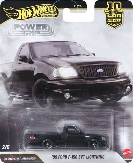 Hot Wheels Car Culture Premium '99 Ford F150 SVT Lightning, metalen Power Trip Truck, schaal 1:64
