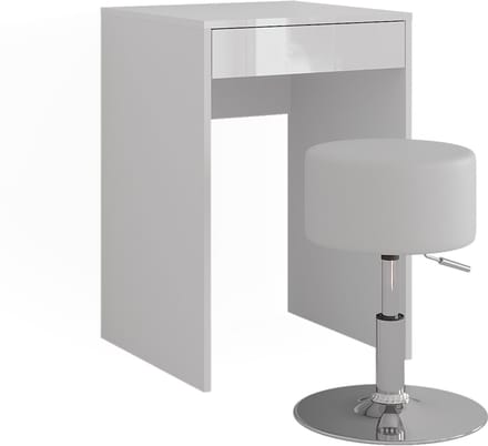 Vicco Sherry Kaptafel – 51.4 cm met kruk Wit/wit hoogglans