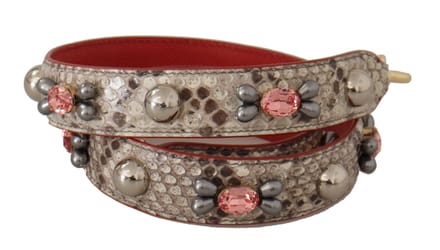 Dolce & Gabbana Beige Exotisch Leren Studs Schouderriem