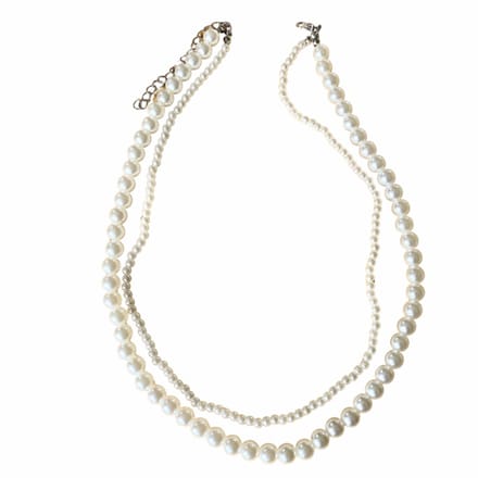 Parel ketting- Dubbel layer- Ivoor- 45 cm synthetische - Charme Bijoux