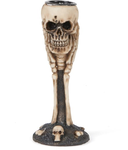 CHAKS - Kaarsenhouder met bot en schedel 12,5 cm