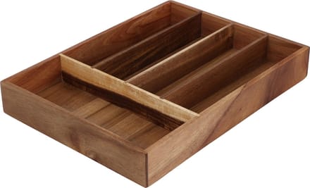 Excellent Houseware Bestekbak - acacia hout - 35 x 26 x 5 cm - 5-vaks