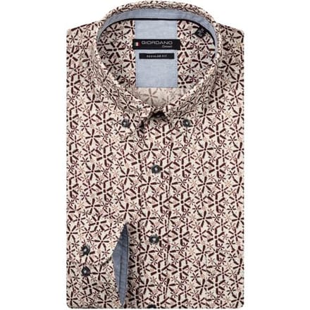 Giordano Overhemd Ivy Soft Twill Fantasy Star Graphic Deep Mauve / male