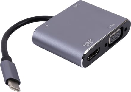 USB-C Hub voor MacBook & Laptop – 4K HDMI, VGA, USB 3.0 Adapter – Grijs