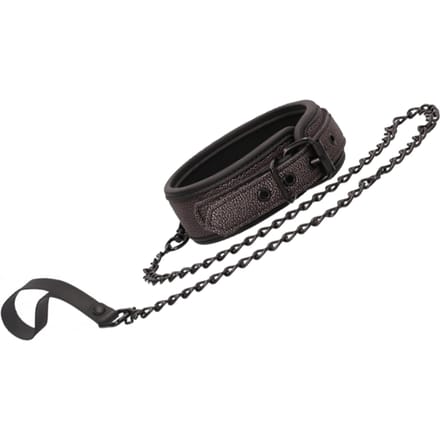 Ouch! Elegance Elegante Neopreen Halsband met Leren Riem - Titanium Grijs