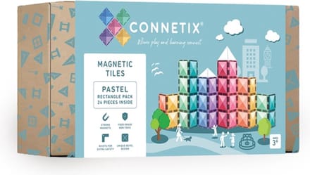 CONNETIX - Magnetisch Tegels - Pastel Rechthoekige Verpakking - 24 Stuks - Magnetisch Speelgoed