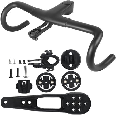 Fietscomputerhouder voor racefietsen, aluminium Out Front stuur mount, zwart.