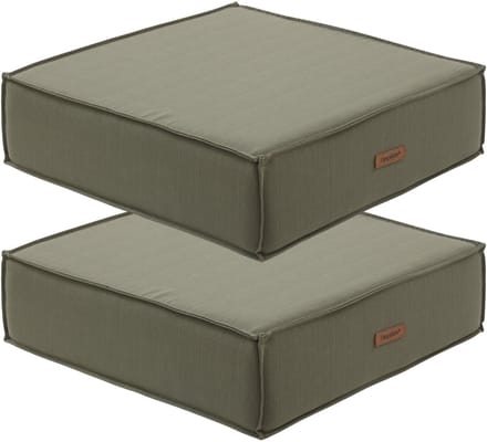Hesperide Vloerkussen Korai - 2x - olijfgroen - PU-schuim/polyester - 45 x 45 cm - zitkussen