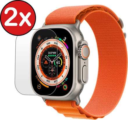 Screenprotector Geschikt voor Apple Watch Ultra Screenprotector Glas Gehard Screen Cover - Screen Protector Geschikt voor Apple Watch Ultra (49 mm) Screenprotector Tempered Glass - 2 PACK