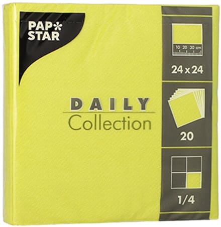 20x 20 Servetten DAILY Collection 1/4 vouw 24 cm x 24 cm lime