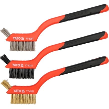 Yato - Draadborstel Set - 3 Stuks - Staal, Nylon, Messing
