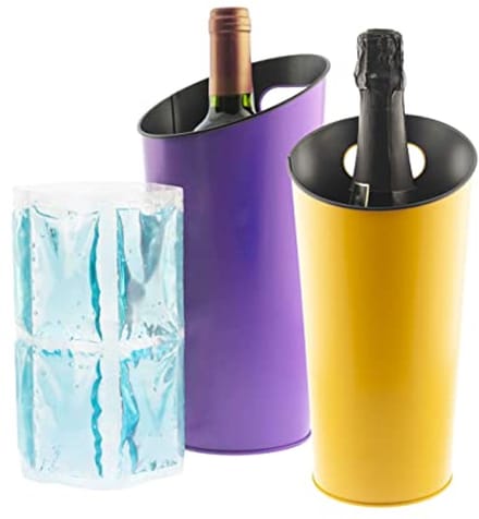 Flessenkoeler voor Wijn en Champagne - Voor perfecte Koeling, Geel en Paars, 2 Stuks